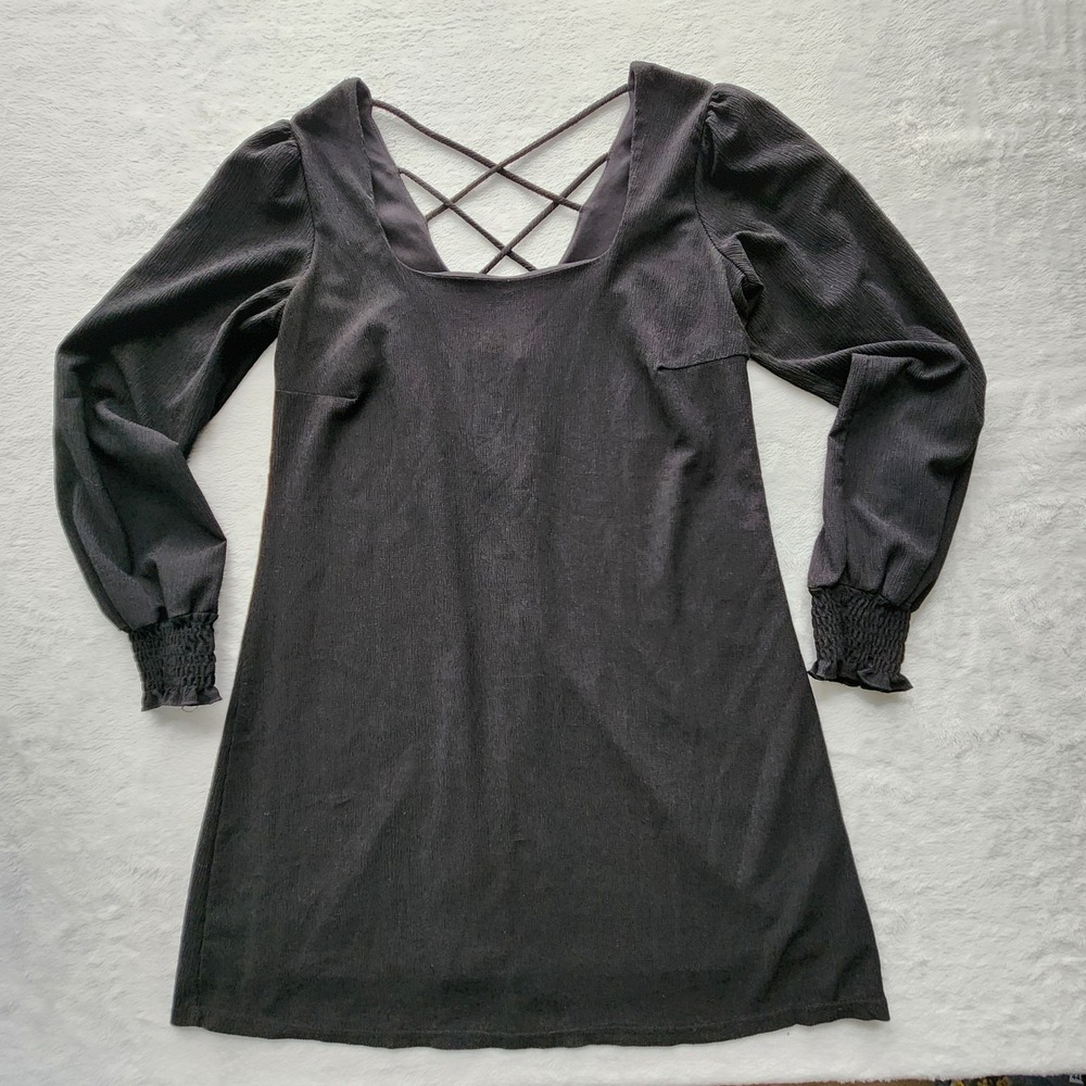 Charmed Hearts Dress Womens Medium Black‎ Strappy Back Goth Mini Witchy Ballet
